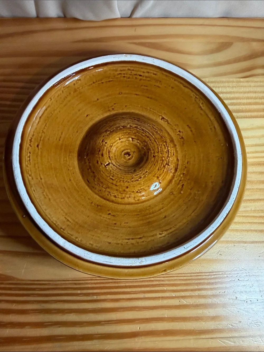 Vintage USA Pottery Yellow Casserole Dish Bowl & Brown Drip Lid 72-E
